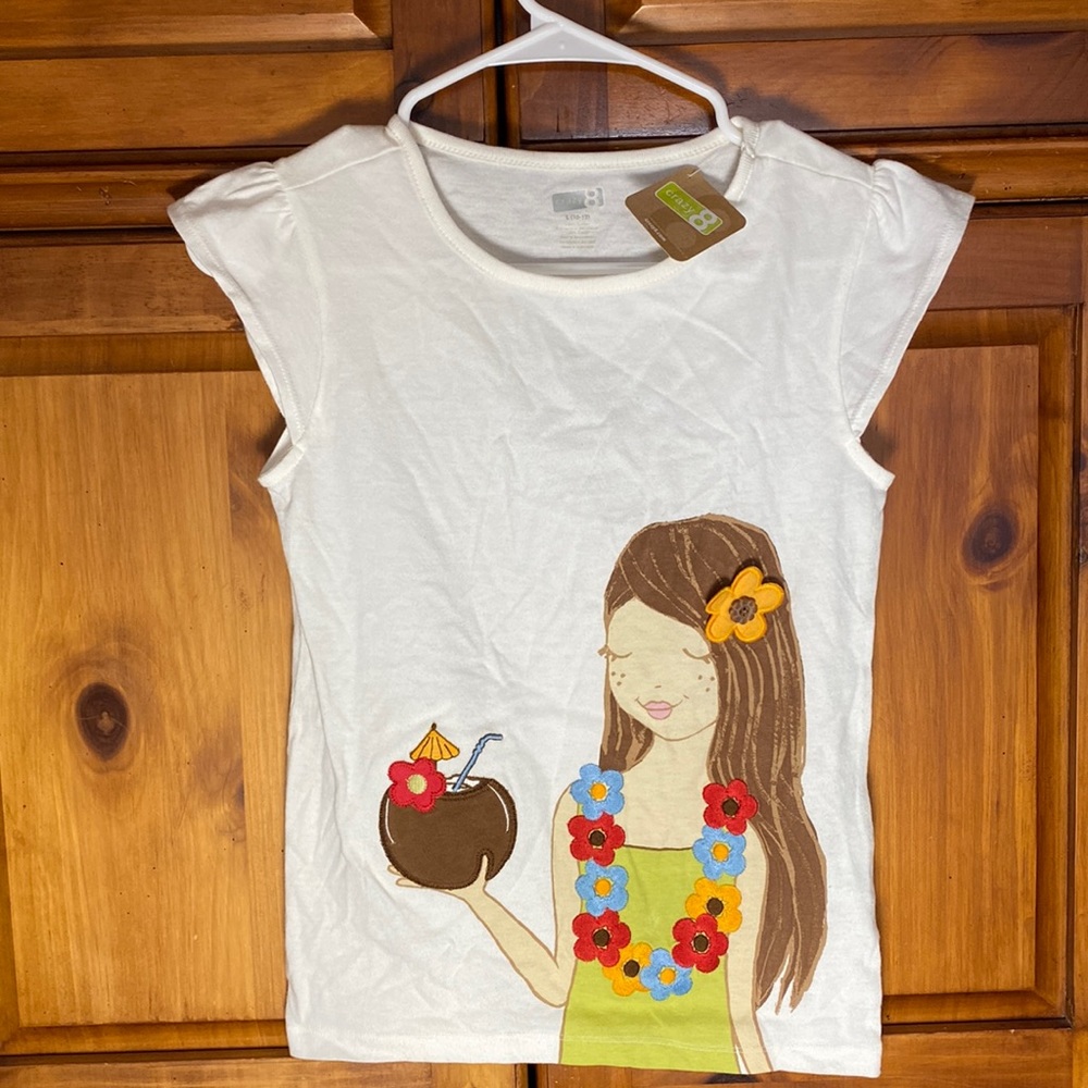 NWT Crazy 8 Girls White Short Sleeve Hawaiian T-Shirt